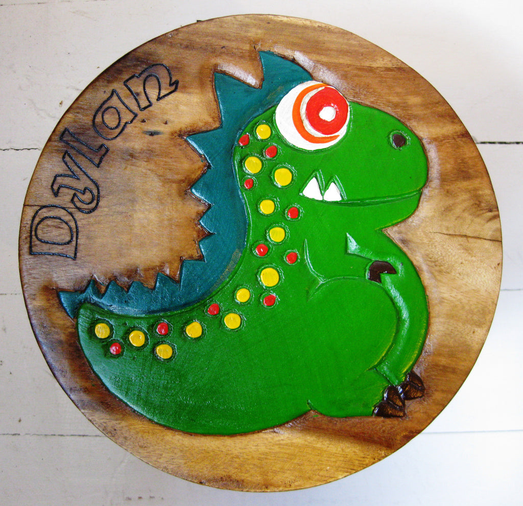 Engraved Dinosaur Stool